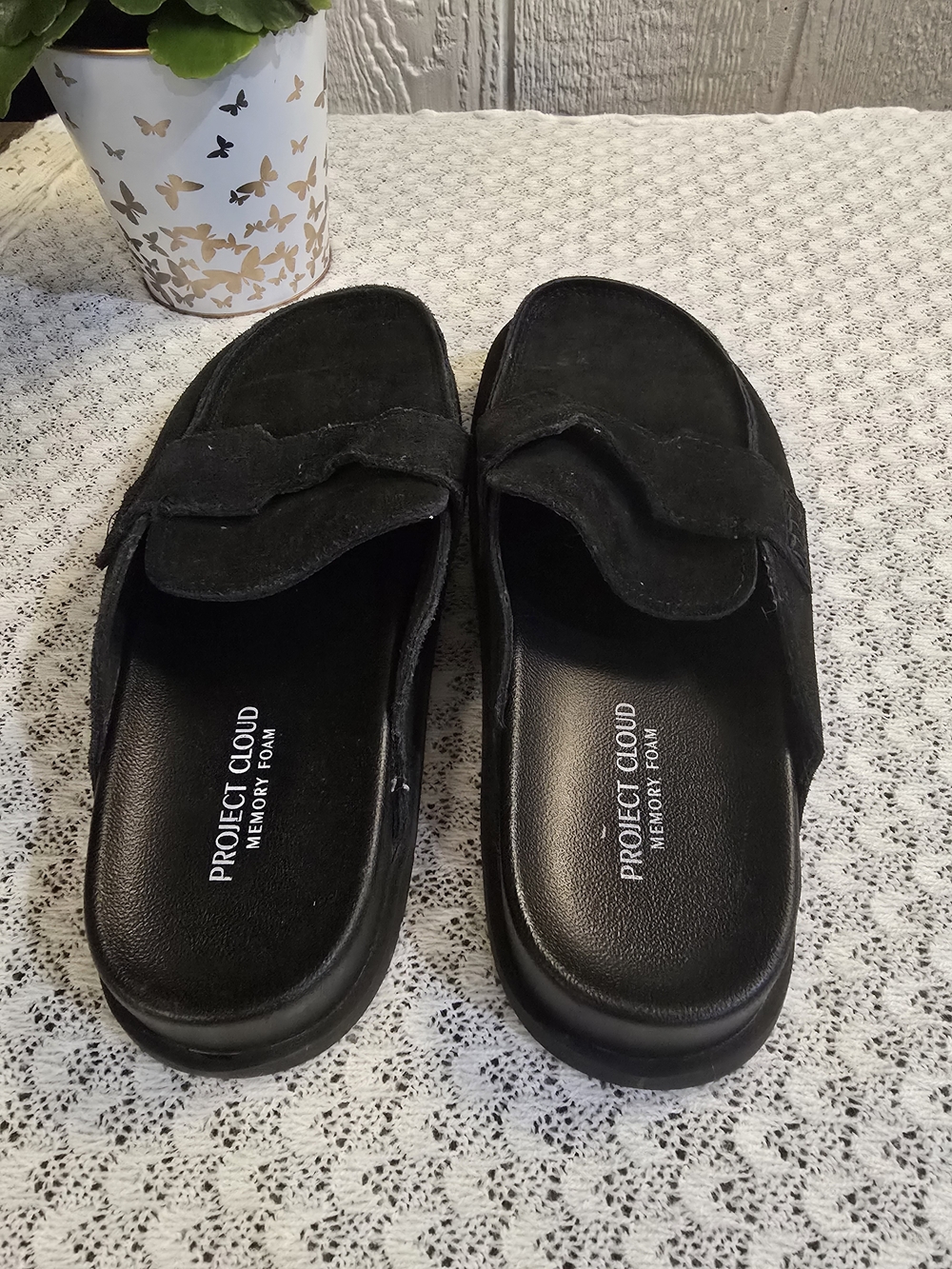 Project Cloud Black Suede Slip-On Loafer Mule - Picture 3 of 4